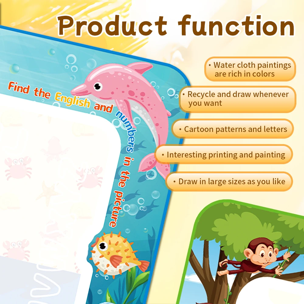 마법의 물 그림 매트 캔버스 재사용 가능한 페인팅 보드 물에 젖으면 색이 나타나는 낙서용 매트 펜 스케치북 트레이싱 보드