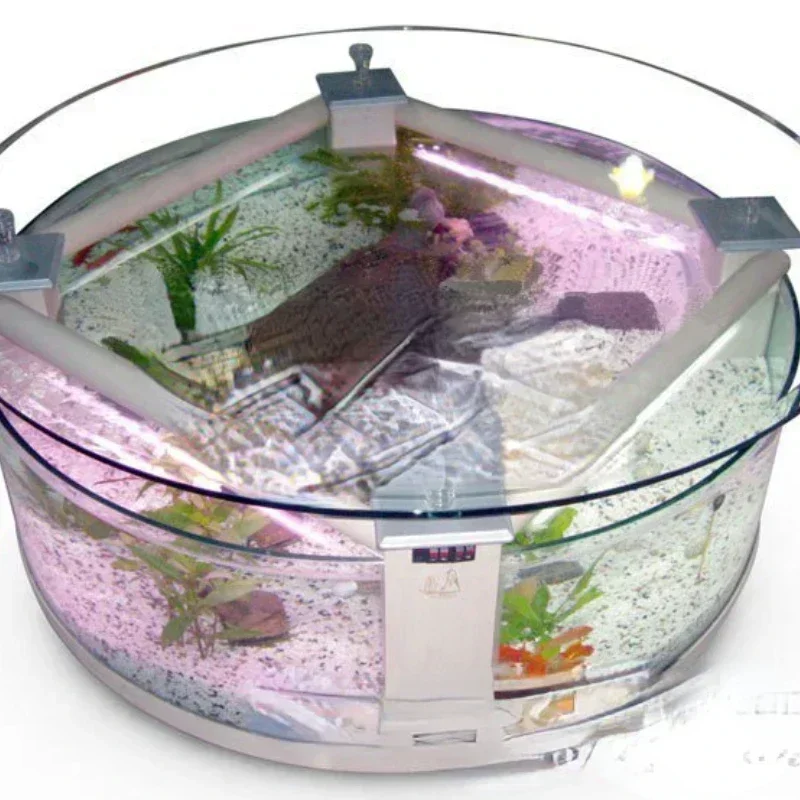 Super White Glass Ecological Fish Tank Aquarium Medium round Multi-Functional Fish Tank Tea Table