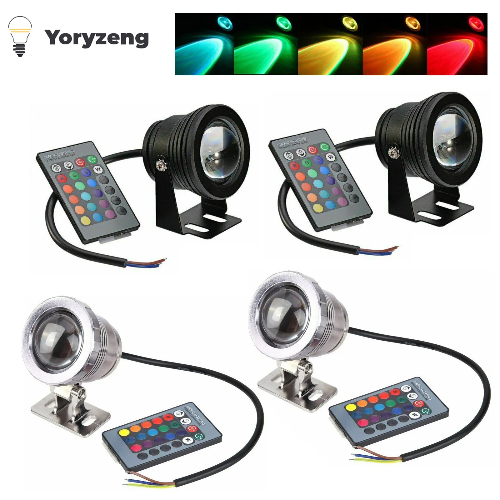 2PCS RGB Waterproof IP68 LED Flood Light Underwater Fountain Pool Pond Aquarium Spotlight Outdoor Garden Lamp 12V 85-265V Lights