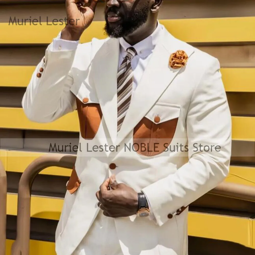 

Classic Safari Style Suits Men Single Breasted Jacket Pants 2 Pieces Man Business Party Dresses Customized Groom Tuxedos Blazers