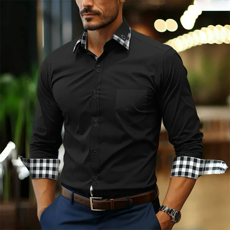 Men\'s shirt 2024 Explosion classic buckle shirt 12 color business office shirt shirt shirt pocket decoration oversized size