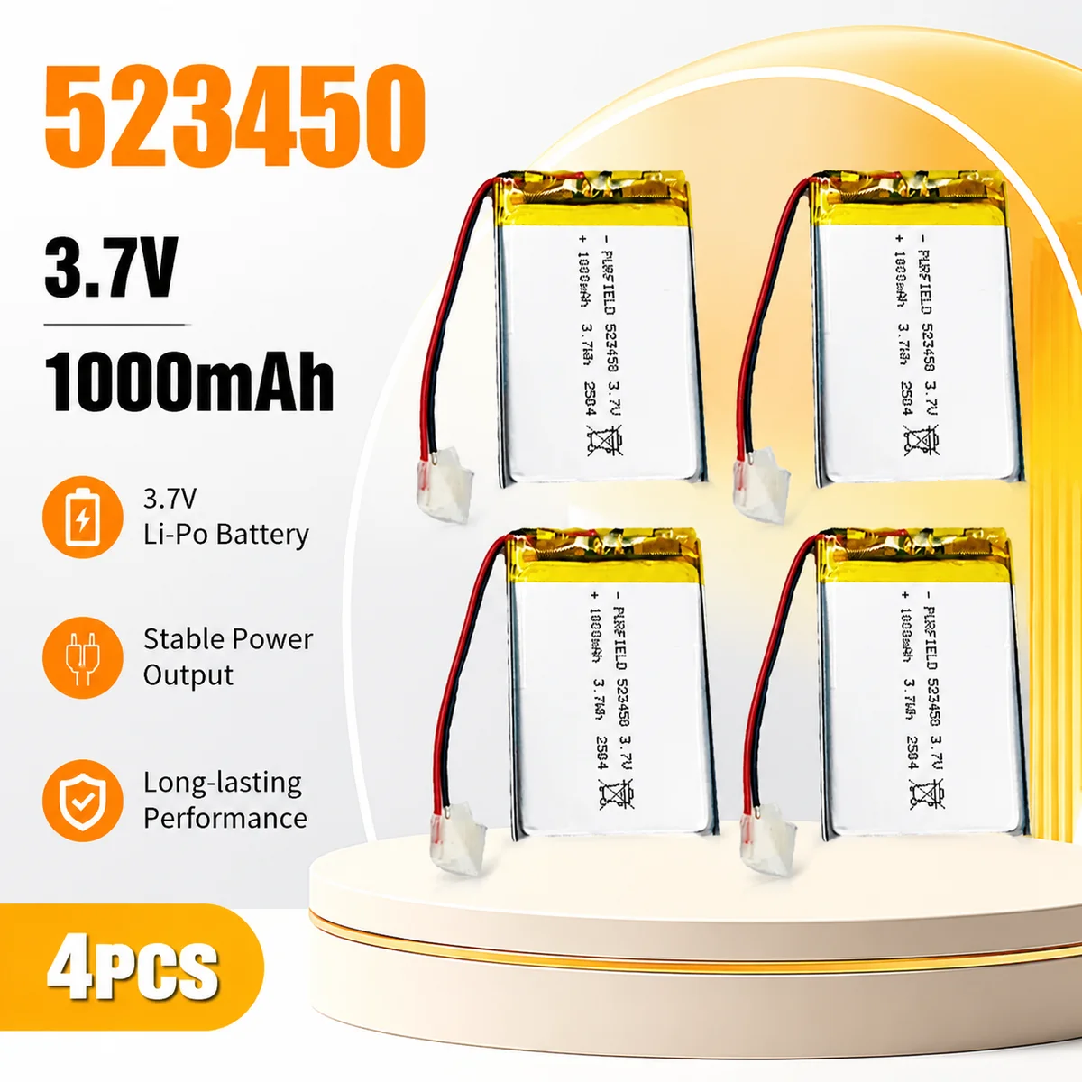 523450 3.7V 1000mAh Lithium Polymer Rechargeable Battery for GPS Smartphone DVD MP5 Mini Speaker