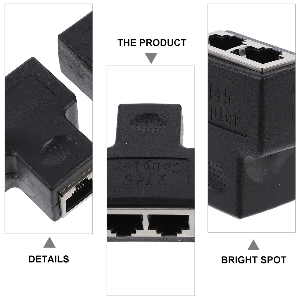 

1 to 2 Rj45 Splitter Connector Ethernet Network Adapter Dual Output Cable Extender for Office Home Desktop Setup