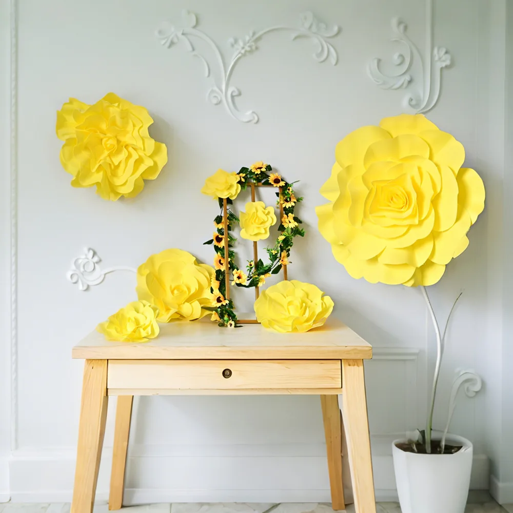 

Diameter 30cm 60cm Foam Rose PE Flat Base Artificial Flowers Wedding background Decoration Props DIY Home Decor Flowers Wreaths