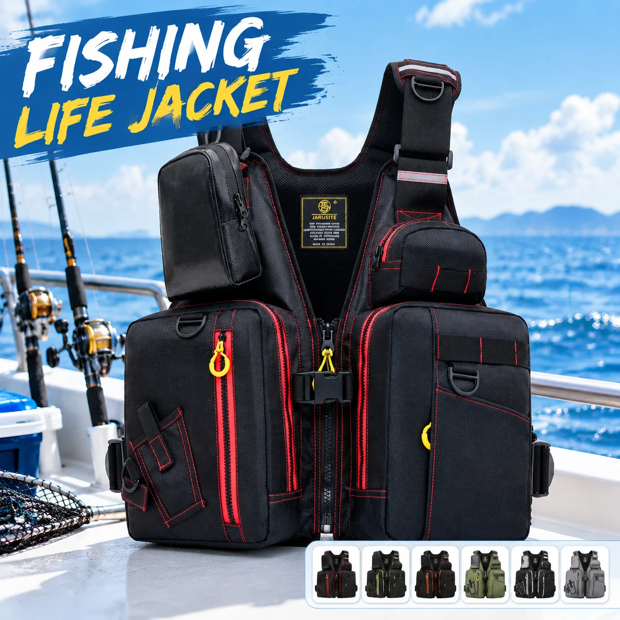 Fishing Vest Jacket - Erwachsenen-Anglerweste 75N Auftrieb, atmungsaktiv, mit mehreren