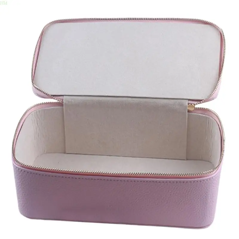 Multi Pocket Jewelry Fashionable PU Leather with Velvets Lining Accessories Holder Secure Storage Box NM