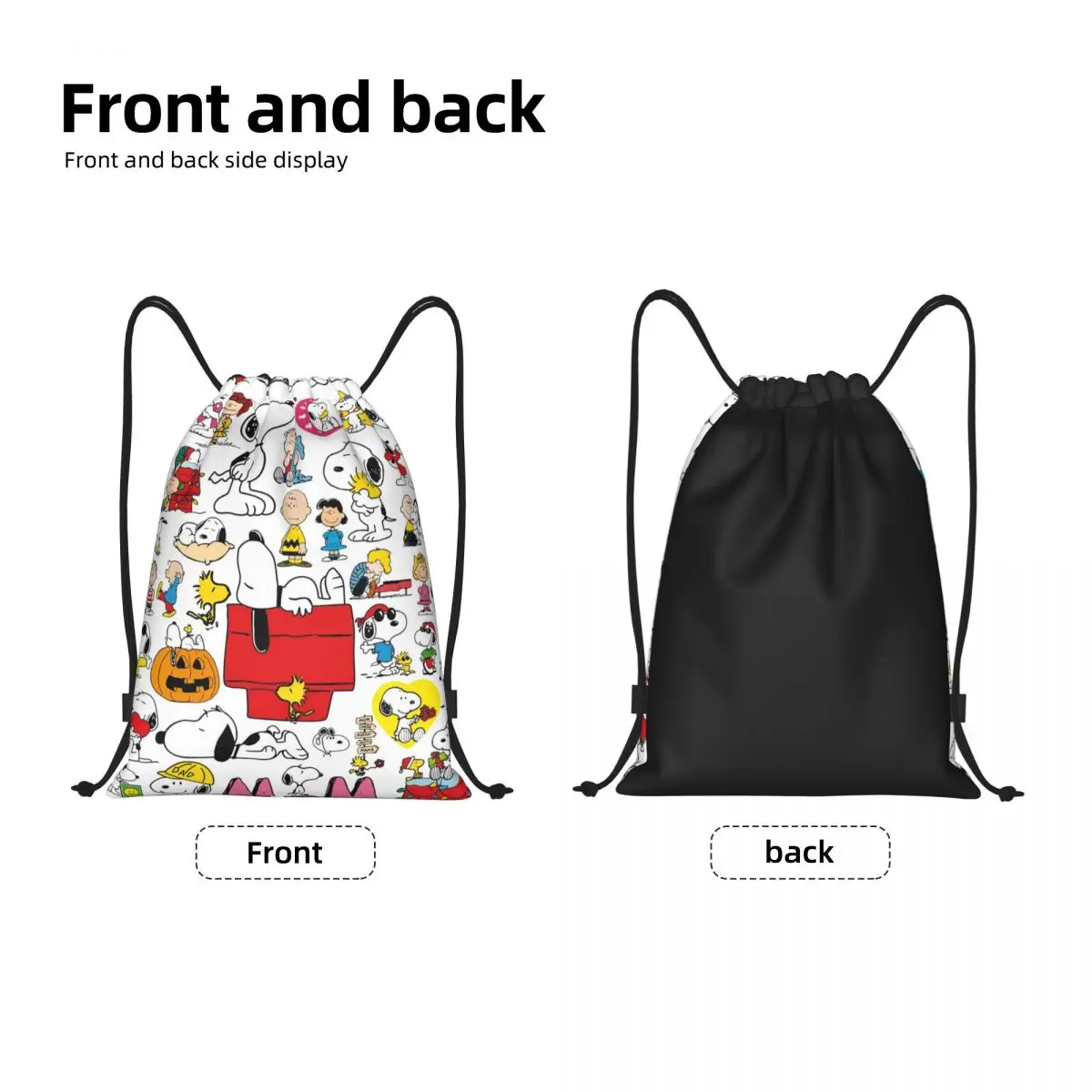 Custom Comics Snoopy Collage Drawstring Backpack Bags Women Men Lightweight Cartoon Gym Sports Sackpack Sacks for Training