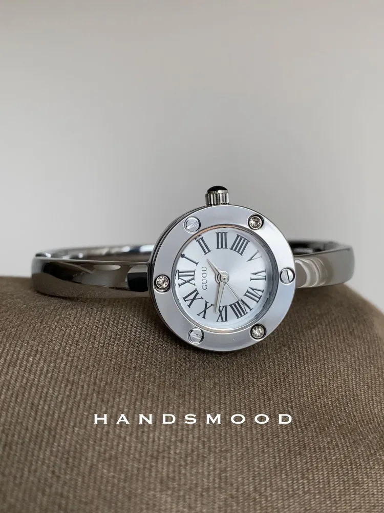 Silver Simple Classic Roman Scale Diamond-encrusted Exquisite Bracelet Watch Temperament Casual Versatile Women's Watch