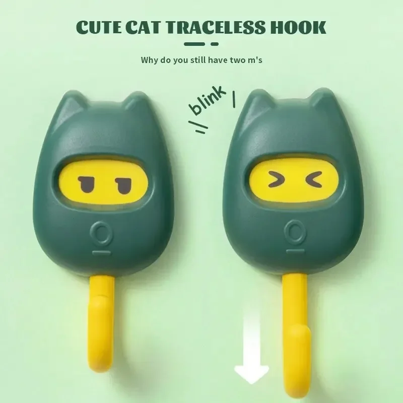 Cute Self-adhesive Seamless Wall Hooks 6Pcs, Punch-free Hanging Gadget For Household Kitchen, Bathroom And Rear Door Storage
