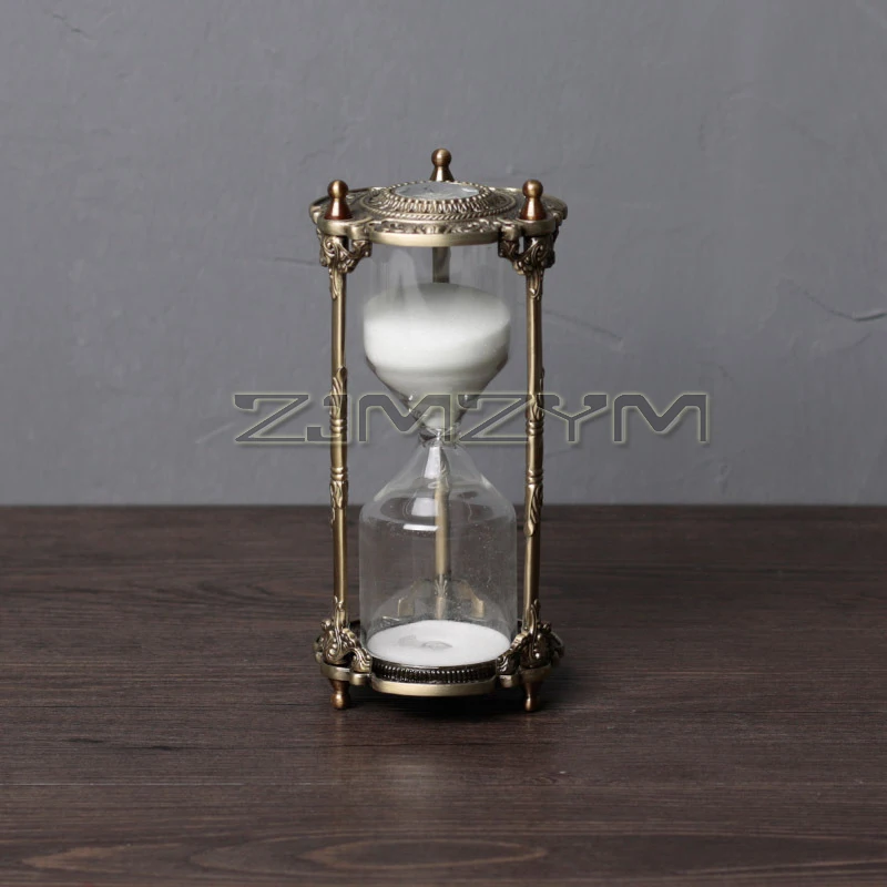15/30min Hourglass Timer European Glass Droplet Time Hourglass Sand Timer Vintage Sand Clock Zinc Alloy Gift For Desk Decoration