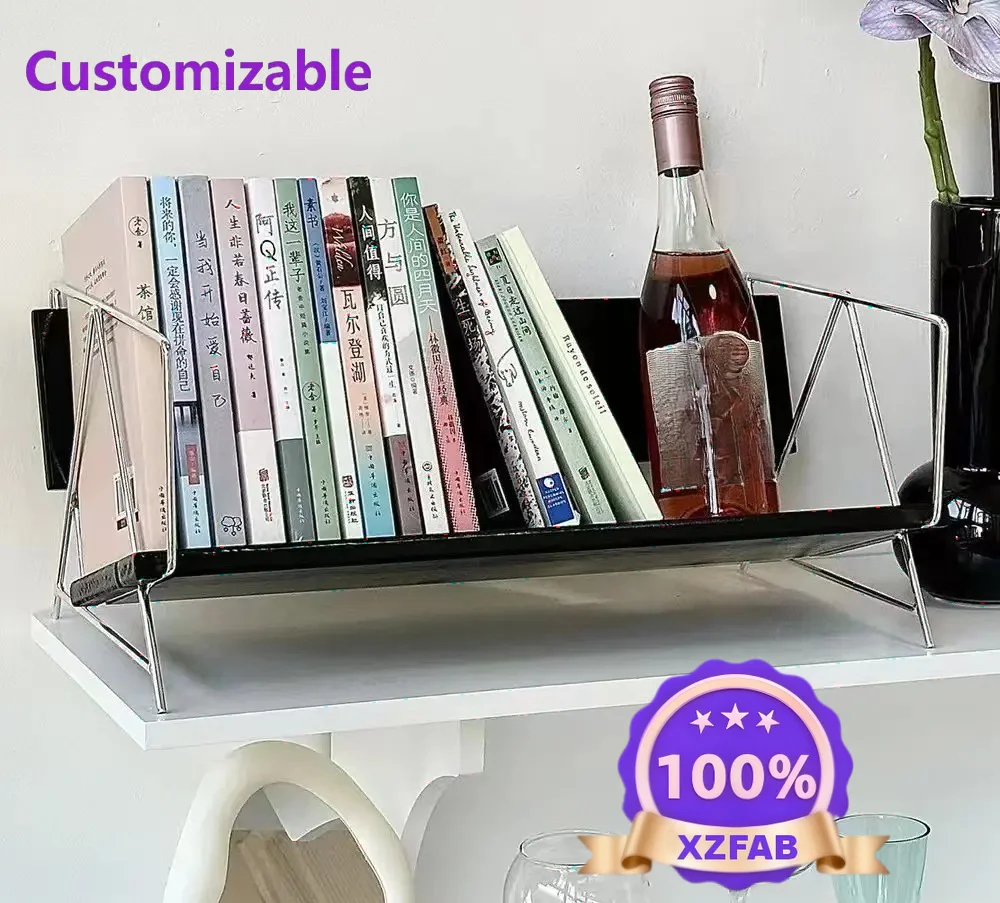 Factory Direct 2026 Spot solid wood desktop bookshelf creative bookstand home cafe countertop storage rack books and magazines s
