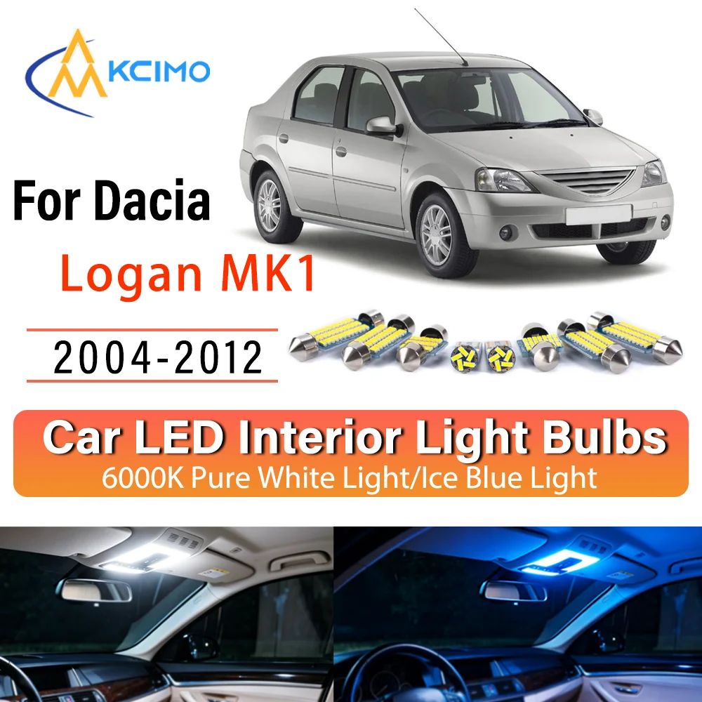 For Dacia	Logan MK1 2004-2012 No Wiring Steady Glow LED Car Inside Light Renovation Kit Direct Replace Overhead Storage