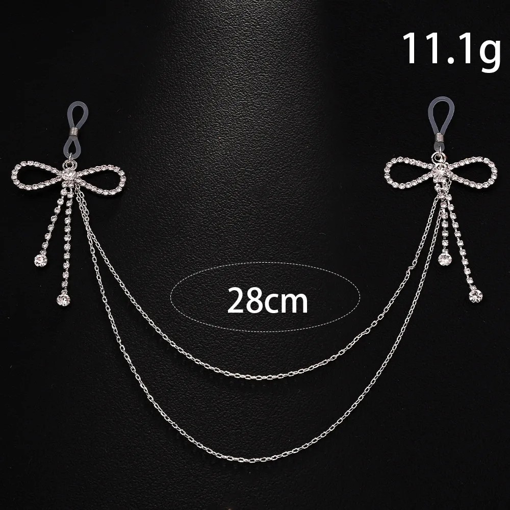 Stonefans القوس عقدة الحلمة سلسلة مجوهرات للجسم غير ثقب حجر الراين مثير الصدر الصدرية الثدي حلقة موضة شرابة اكسسوارات هدية