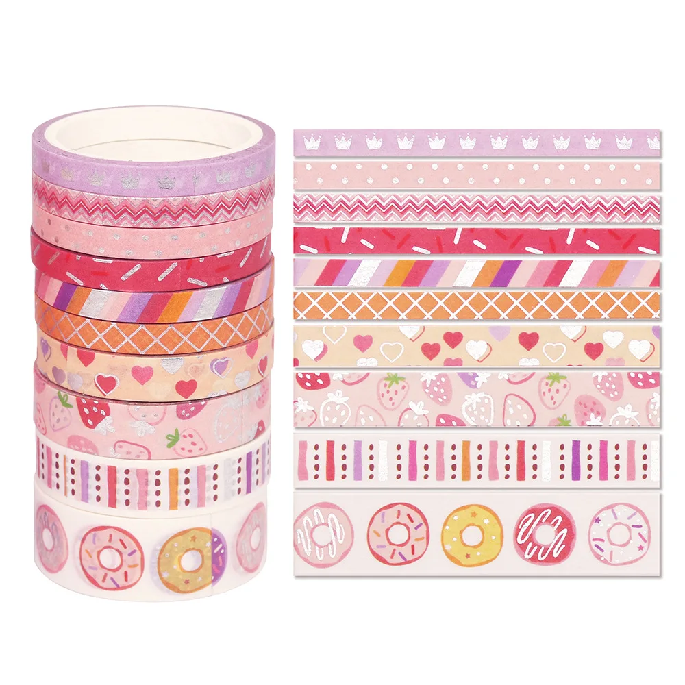 Imagem -03 - Fresco Dourado Rosa Washi Tape Grupo Festa de Aniversário Scrapbooking Faça Você Mesmo Jornal Papelaria Fita Adesiva Deco Arte Suprimentos 15 Pcs por Conjunto