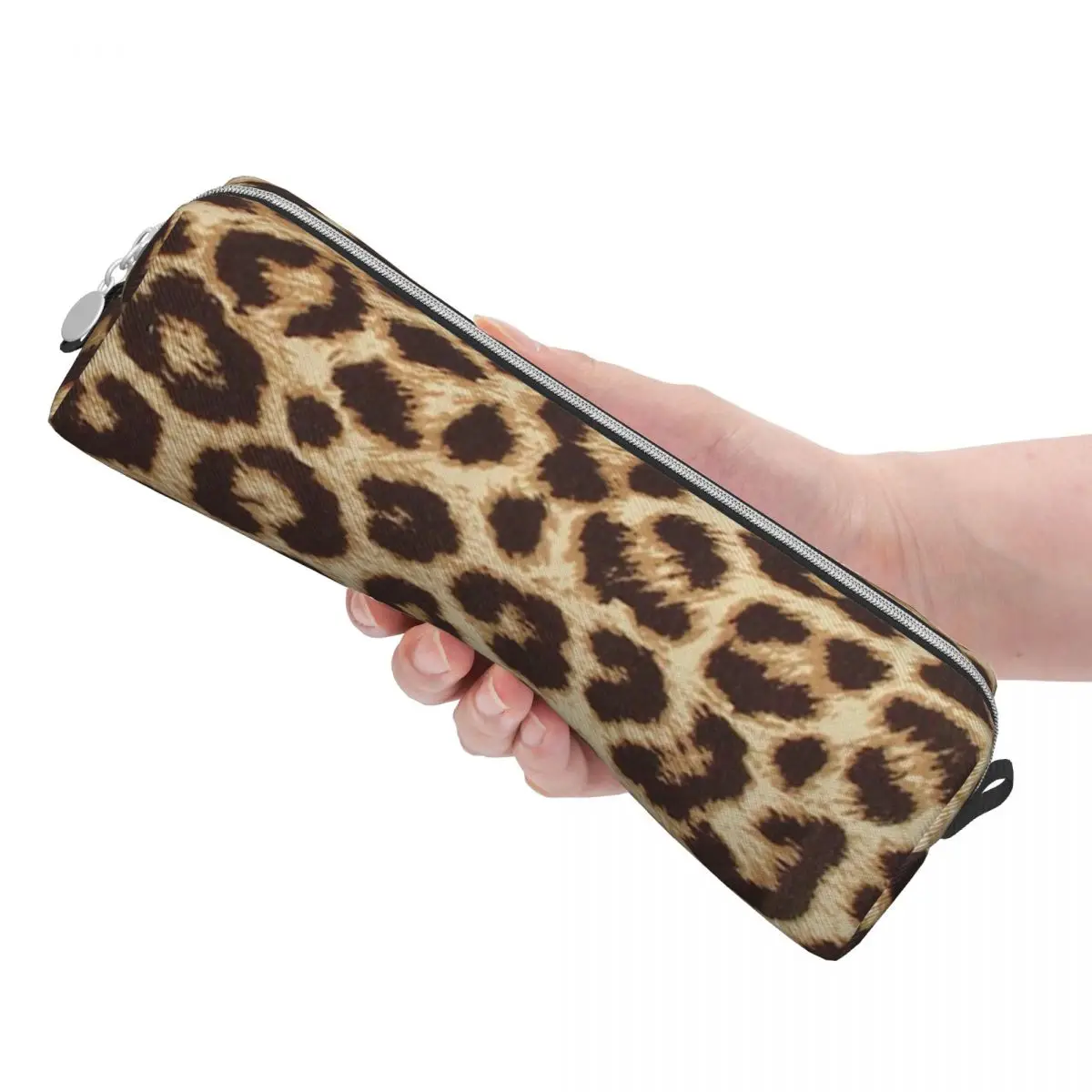 Imagem -03 - Estampa de Leopardo Pele Textura Lápis Cases Caneta Titular para Estudante Bolsa Grande Material Escolar Zíper Papelaria Linda Textura