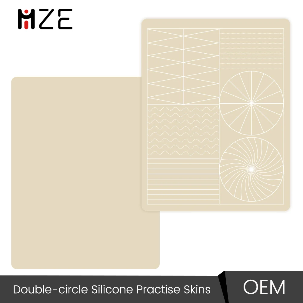 Double-circle Silicone Practise Skins Permanent Makeup Training Latex Sheet Print with Brows Design for 3D Brows Hair Stroke Use