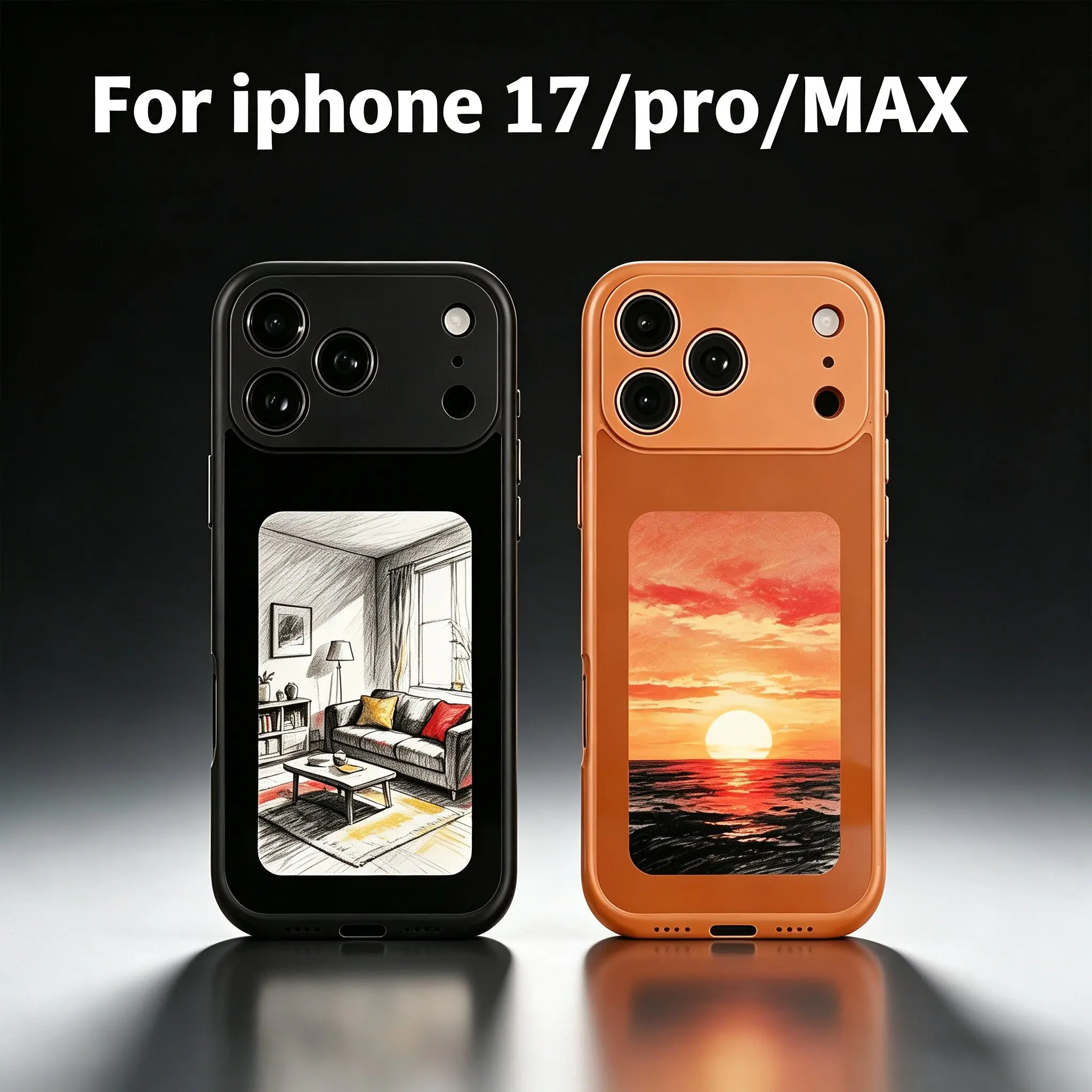 High Denifition NFC E-ink Phone Case Suitable For iPhone 17/17 Pro/17 Pro Max 4-color Display DIY Photos Smart Phone Cover