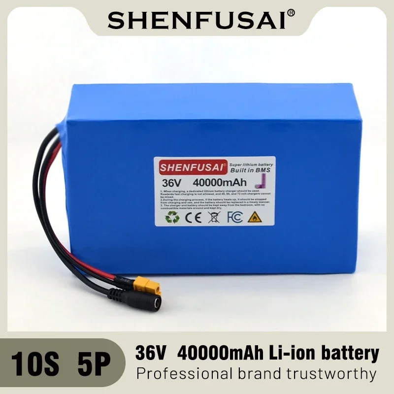 New 10S5PHigh power 36V 18650 lithium-ion battery pack, suitable for bicycles, scooters, BMS + 3A chargers