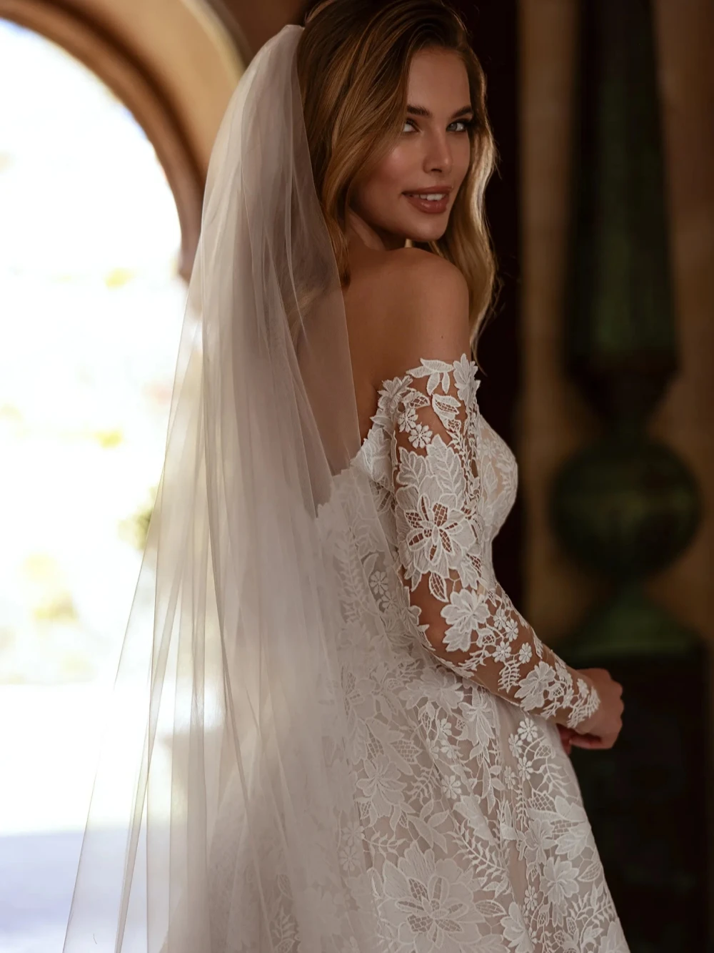 Exquisite Lace Appliques Wedding Dress Off The Shoulder Long Sleeve Bridal Gown 2025 Customized A-line Dresses For Bride