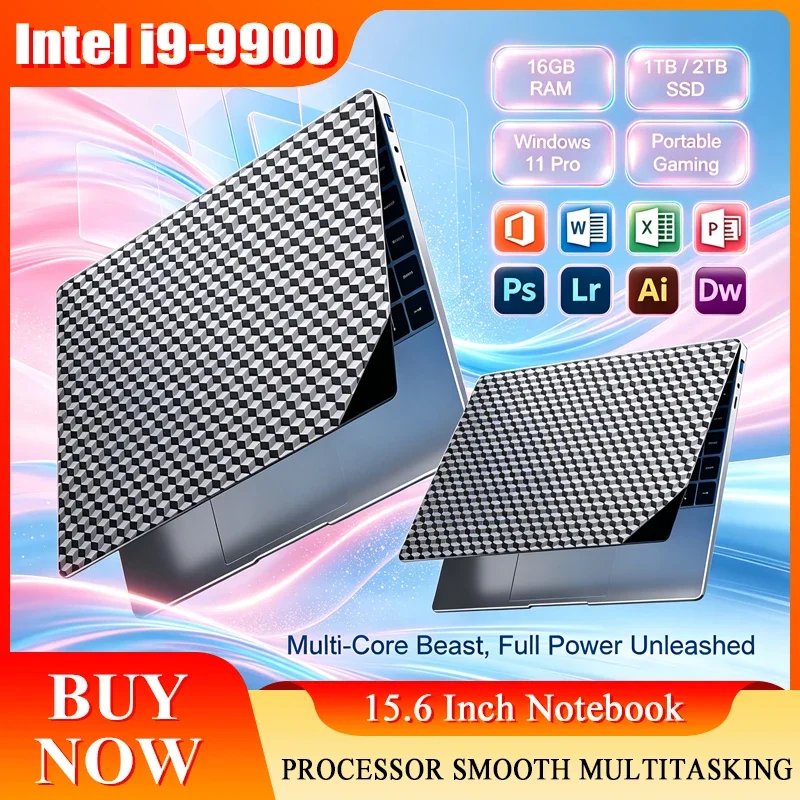 2026 New 15.6'' Laptop Intel Core I9-9900 32GB 2TB Gaming PC Ultra Slim Office Study Computer PC Windows 11 Pro 1920*1080 HD
