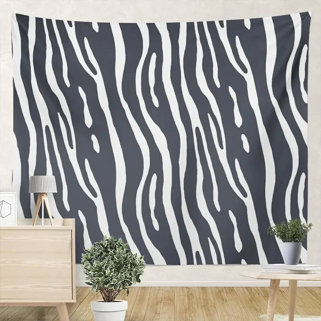 Zebra Print Tapestry Animal Skin Pattern Nature Life Simplistic Illustration Wall Hanging Art Decor for Bedroom Living Room Dorm