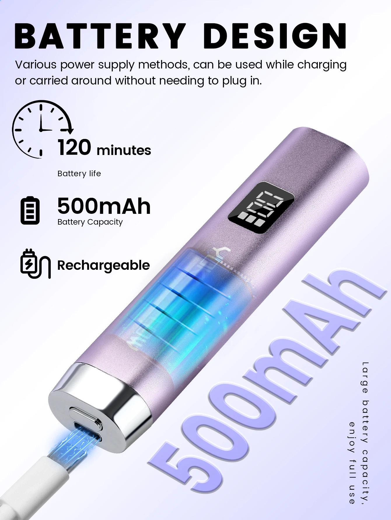 UV-nagellamp Mini UV-licht voor gelnagellak Oplaadbare LED-nageldroger met 2 timers Autosensor Snelle uitharding UV-lamp voor thuis