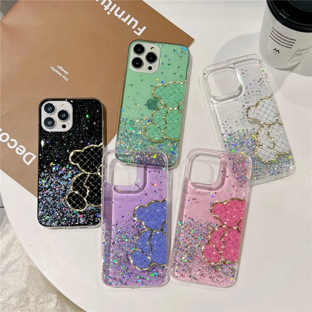 Custodia per telefono glter oro per iPhone 15 14 Plus 12 Mini 13 Pro Max 11 SE 2022 2020 X XS XR 7 8 Bling Sparkle Girls Women Cover  202192403
