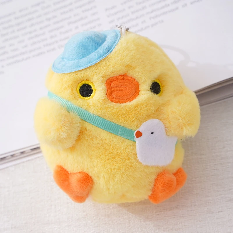 8cm Little Yellow Chicken Plush Toy Keychain Crystal Velvet Plush Doll Mini Bag Key Pendant Couple Key Chain Kids Toys