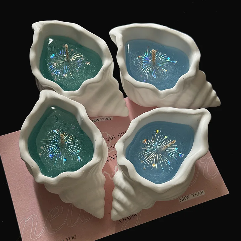 Marine Shell Starfish Jelly Candle, Hand-painted Conch Shape, Light Fragrance Atmosphere Candle, Creative Desktop Decoration
