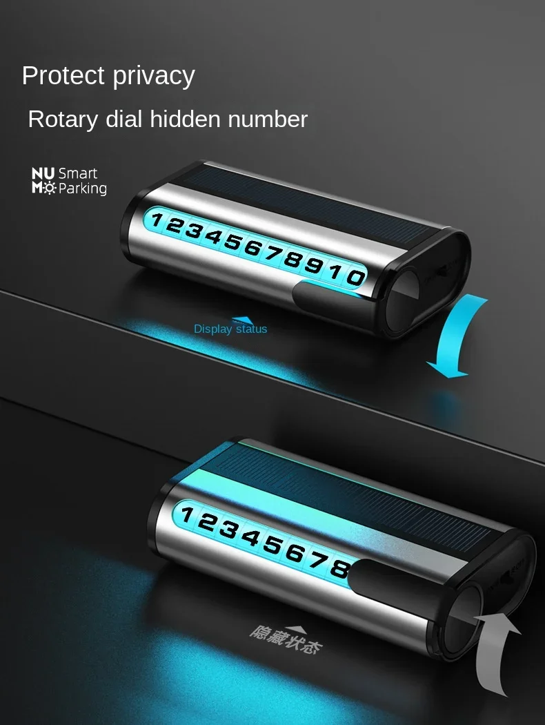 Solar Lade Auto Parkplatz Nummernschild Leuchtende Auto Parkplatz Karte Temporäre Stopp Telefonnummer Karte für Auto Dekoration Zubehör – Detail 9
