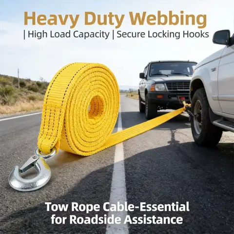 Corda di traino per auto 3M/4M resistente da 4T/5T con ganci, cavo di recupero stradale di emergenza, accessori auto universali per impieghi gravosi