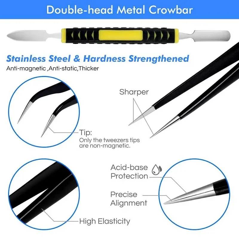 Stainless Steel Precision Antistatic Electrostatic Tweezers Set Maintenance Tools Professional Electronic Tweezers SIKEZHAN image 6