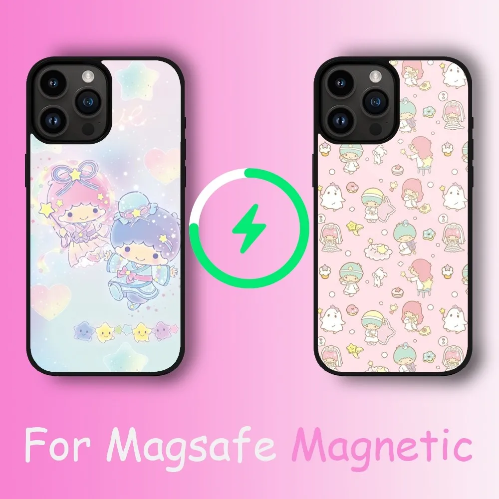 

MINISO SANRIO Little twin stars Phone Case For iPhone 11 12 13 14 15 Max Plus Pro Wireless Magnetic Magsafe Charging Shell