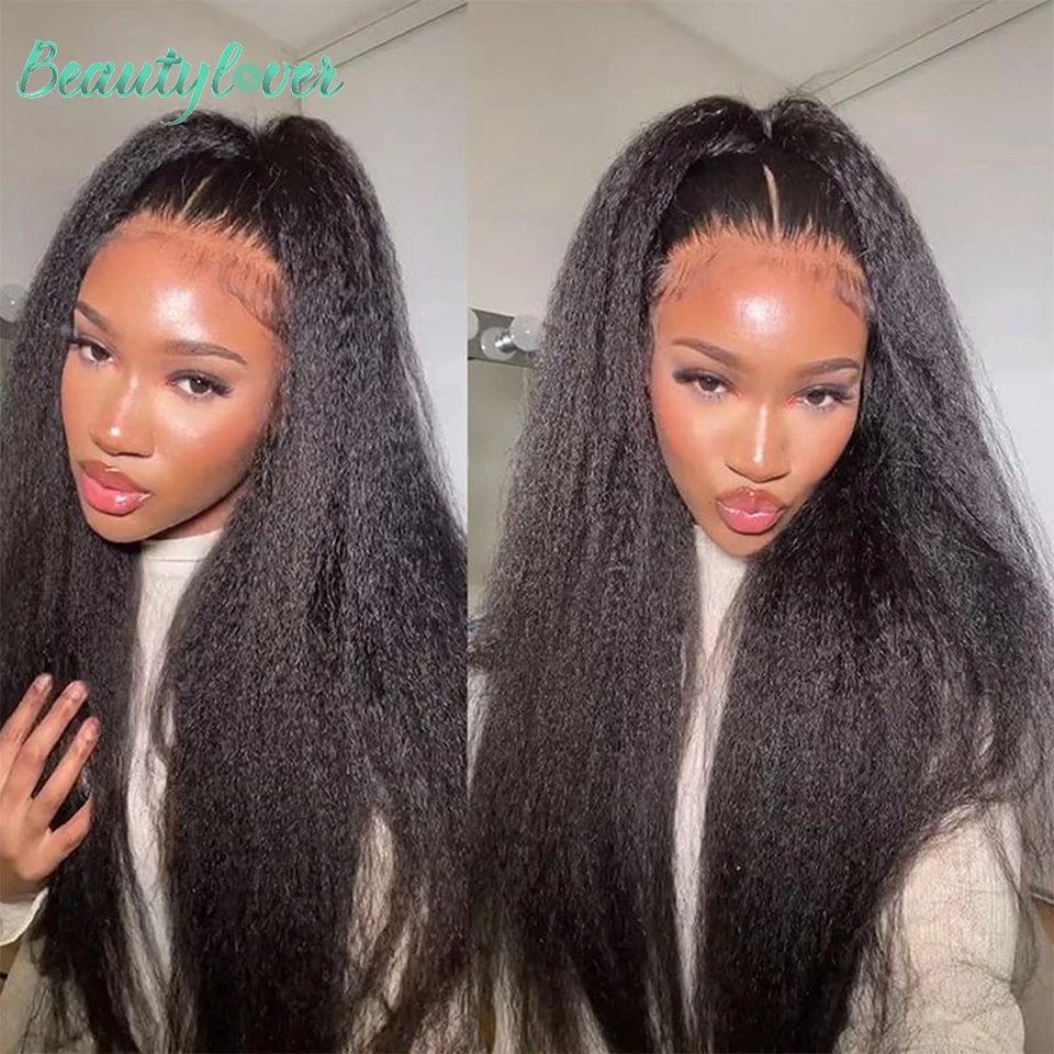 16 22 24 26 Inch Kinky Straight Human Hair 13x6 Lace Front Yaki Lace Frontal 13x4 Ear To Ear 4x4 5x5 Closure Only 150 Density