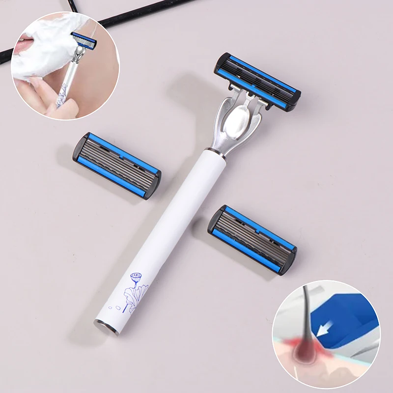 Lotus Porcelain 6-Layer Men'S Shaver Blade, Classic Shaver, Stainless Steel Replaceable Blade, Suitable For Men's Face