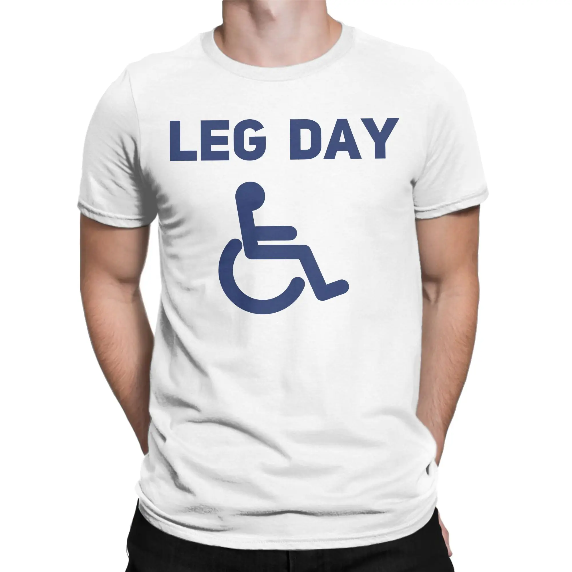 Leg Day Funny Handicap  T Shirt for Men Women 100% Cotton Novelty T-Shirts Round Neck  Tees Short Sleeve Tops Birthday Gift