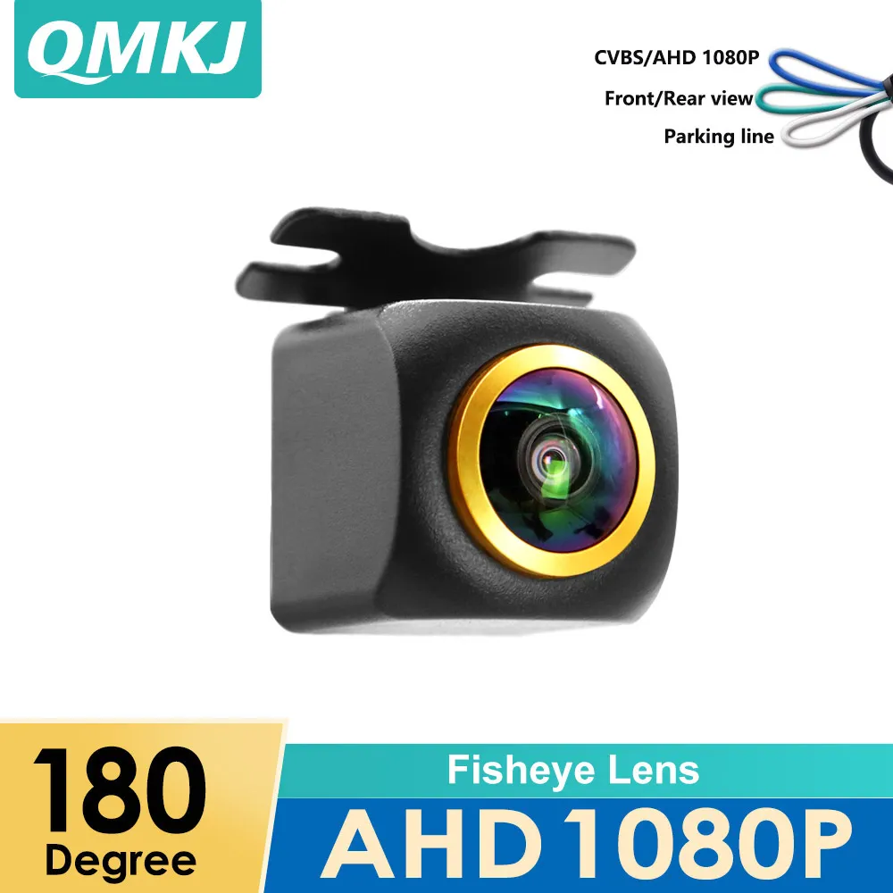 

QMKJ AHD 1080P HD 180 Degree Wide Angle Reversing Image Camera Night Vision Golden Fisheye Len CCD Car Front Rear View Camera