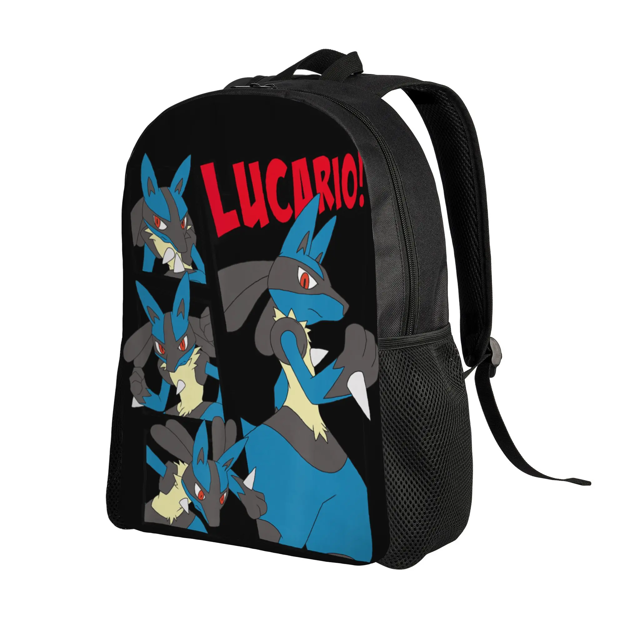 Pokemon Epic Lucario backpacks Poses Collage Retro Big Chest Poster Daypack  mochila Outdoor Zipper Closure Rucksack