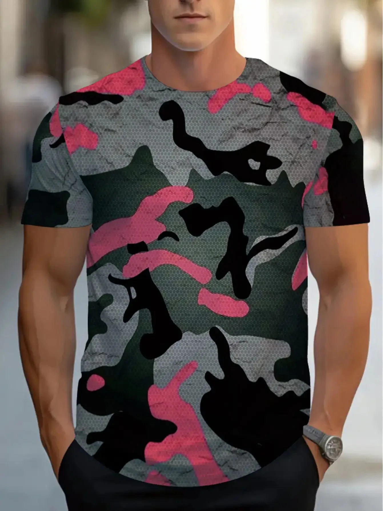 الكبار ثلاثية الأبعاد عالية الجودة التمويه تي شيرت رجالي للأنشطة الخارجية مثالية للرياضة و لباس غير رسمي الصيد ملابس للرجال