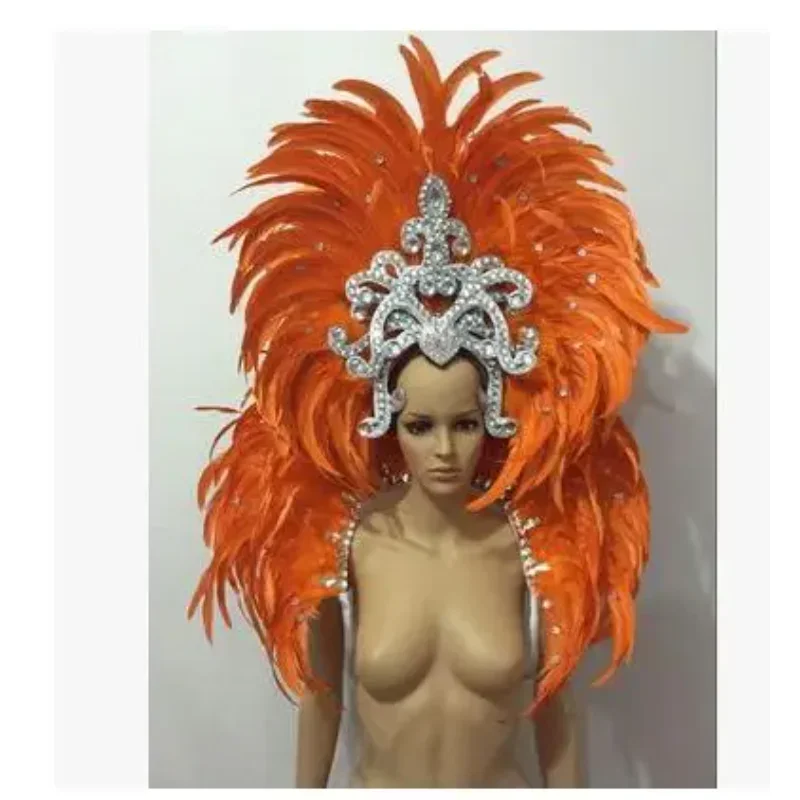 2025 requintado luxo carnaval abertura dança headwear chapéu de penas exagerar revel mostrar palco feminino