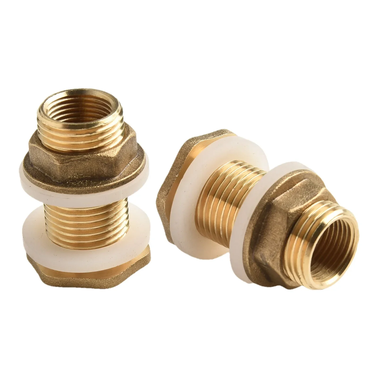 

2pcs Thread Reducer Brass Hex Reducing Adapters For Tank Feedthrough For Water Tanks Household Hardware Tools