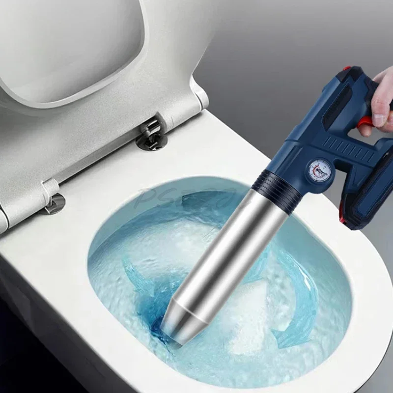 Portable ABS Household Kitchen Pipes Bathrooms Sewers Toilets Lithium Ion Unclogging Machine Visual Pressure Gauge
