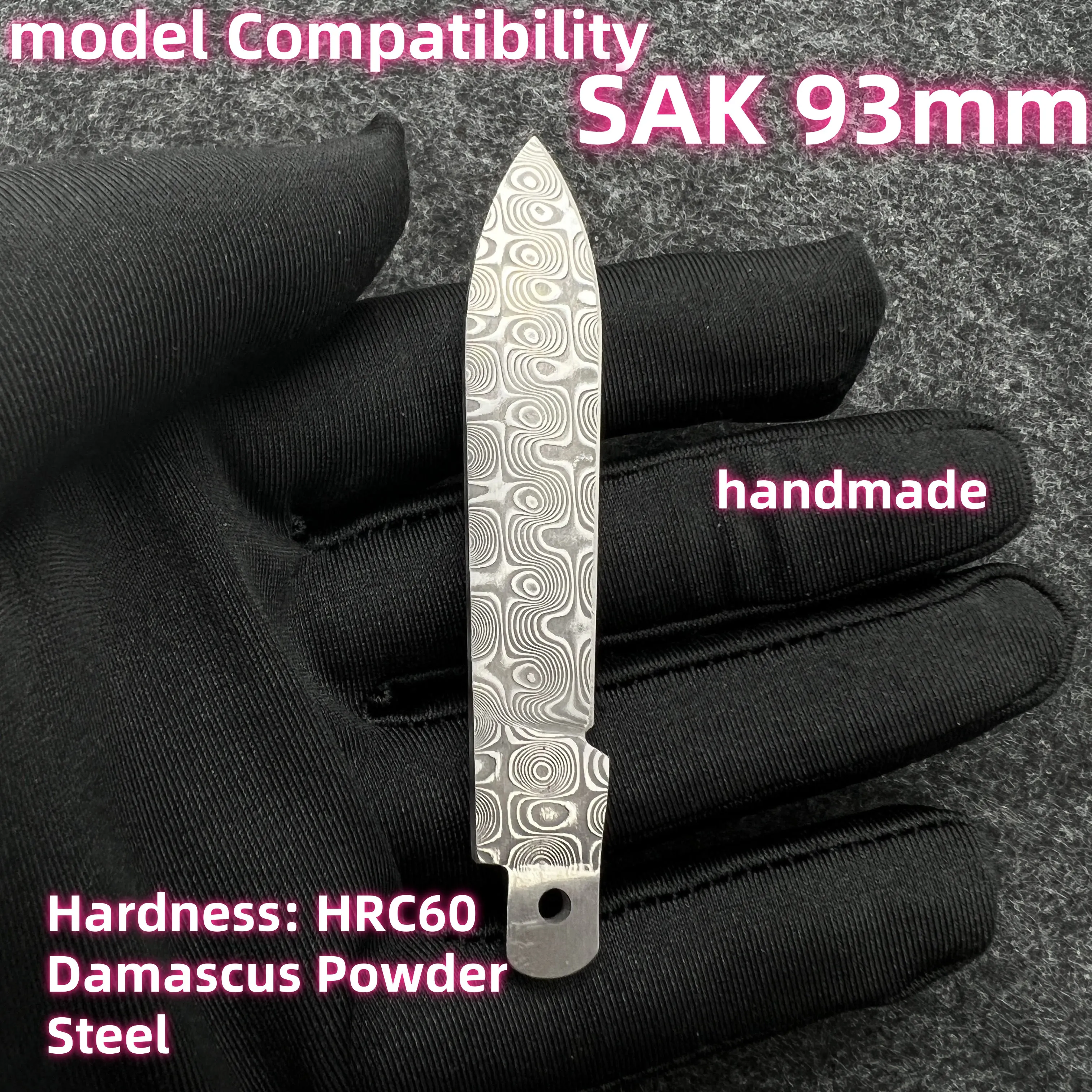 

1 Piece Handmade Damascus Powder Steel Blade for 93mm Victorinox Swiss Army Knife SAK DIY Accessories