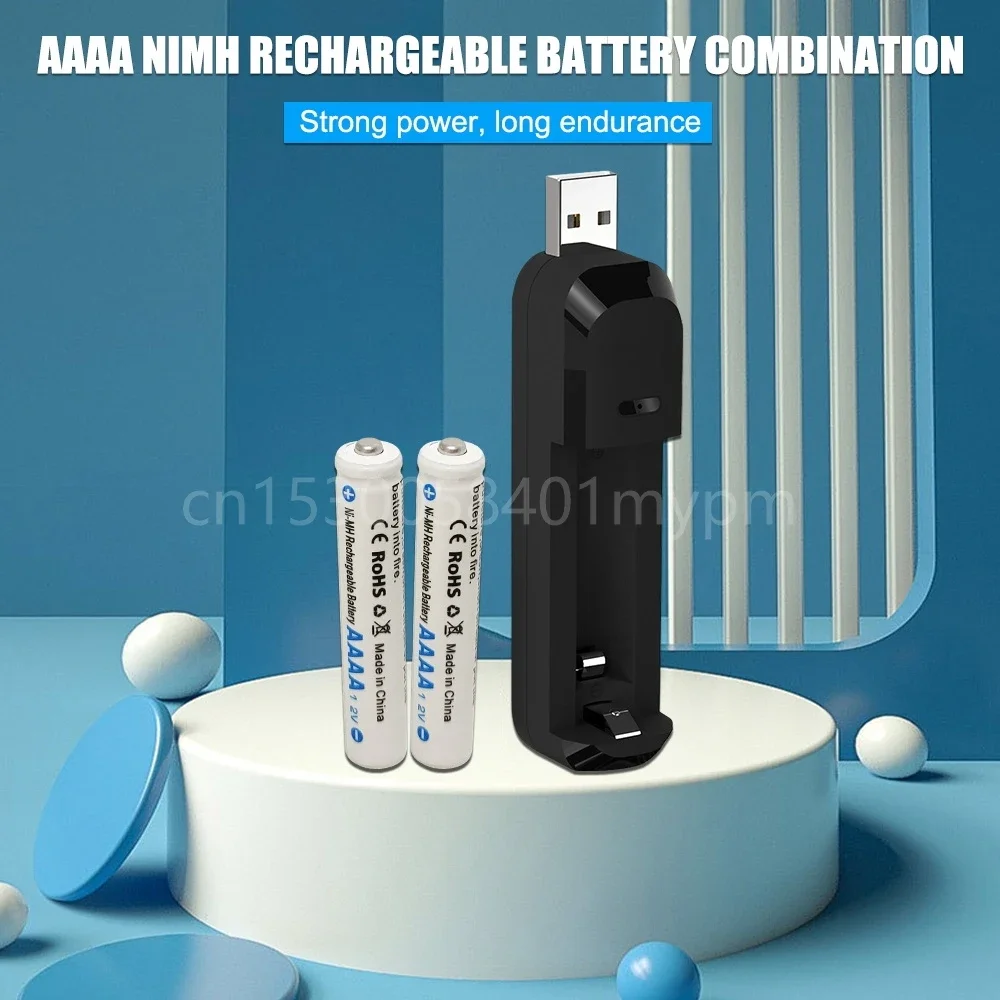 1.2V 400mAh Ni-MH Rechargeable AAAA Battery with AAAA USB Charger for Surface Pen,Alarm Clocks,Flashlights,Bluetooth Speaker