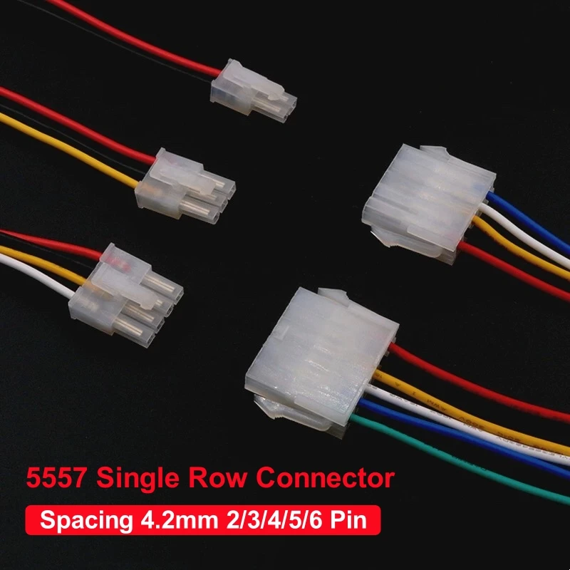 

5557 Automobile Computer Connector 4.2mm 2/3/4/5/6 Pin Single row terminal wire Male Female docking wire length 30CM