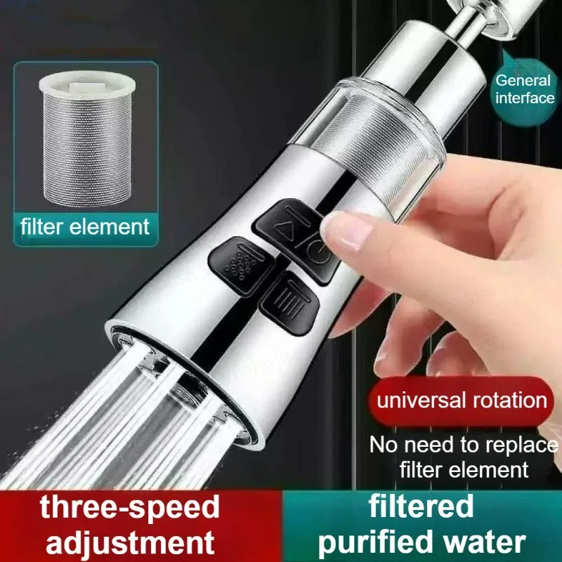 Kitchen Faucet Extender with Filter Function Aerator Splash Filter Washbasin Faucet Bubbler Nozzle Aerator 360° Universal