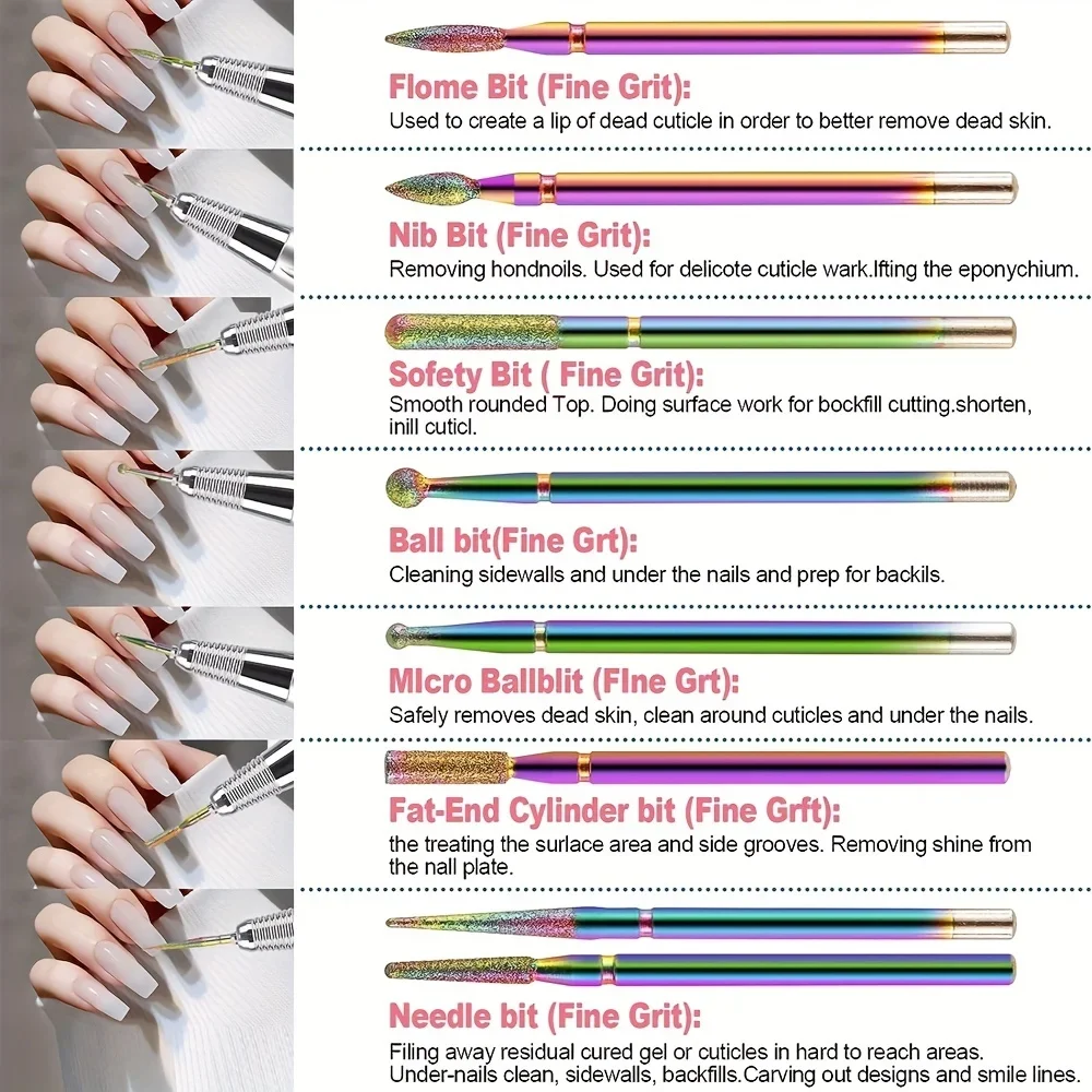 13pcs Professional Ceramic Nail Drill Bit Set with Box Electric Manicure Nail File Bit for Acrylic Gel Nails and Cuticles Drills