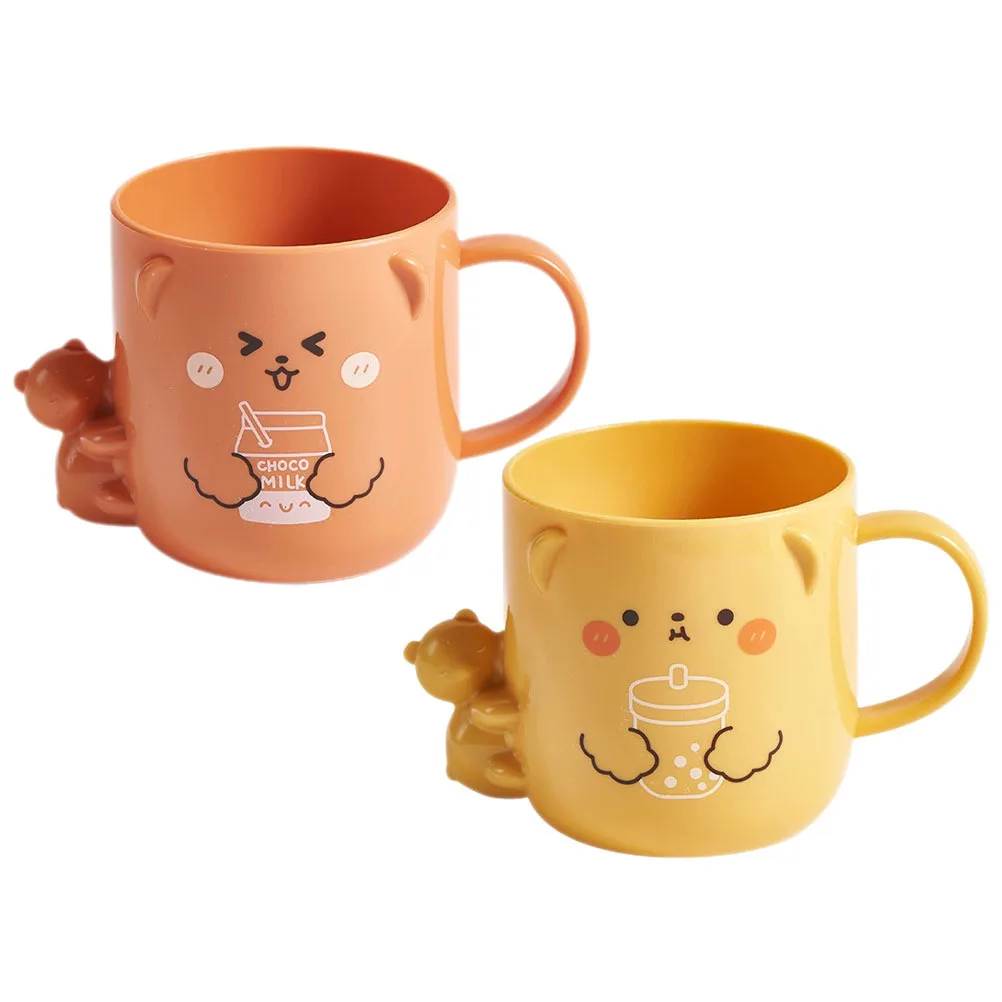 

2 Pcs Cute Toothbrush Cup Plastic Bathroom for Mouthwash Cups Brushing