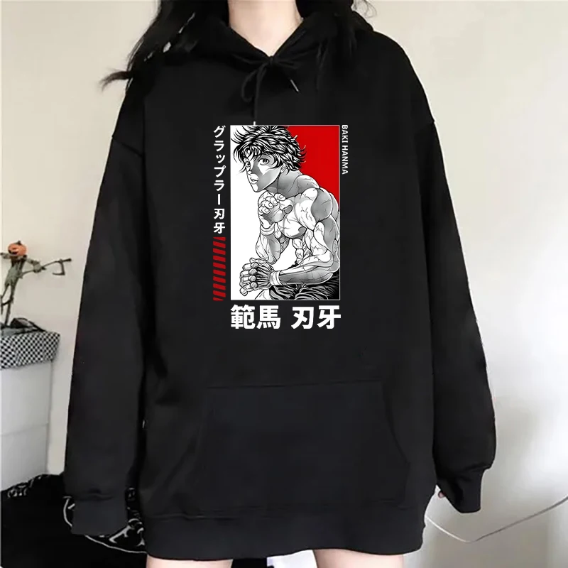 Fashion Women'S Hooded Autumn And Winter Fleece Hoodies/Sweater For Women Casual Anime Hanma Baki Printed Long Sleeve