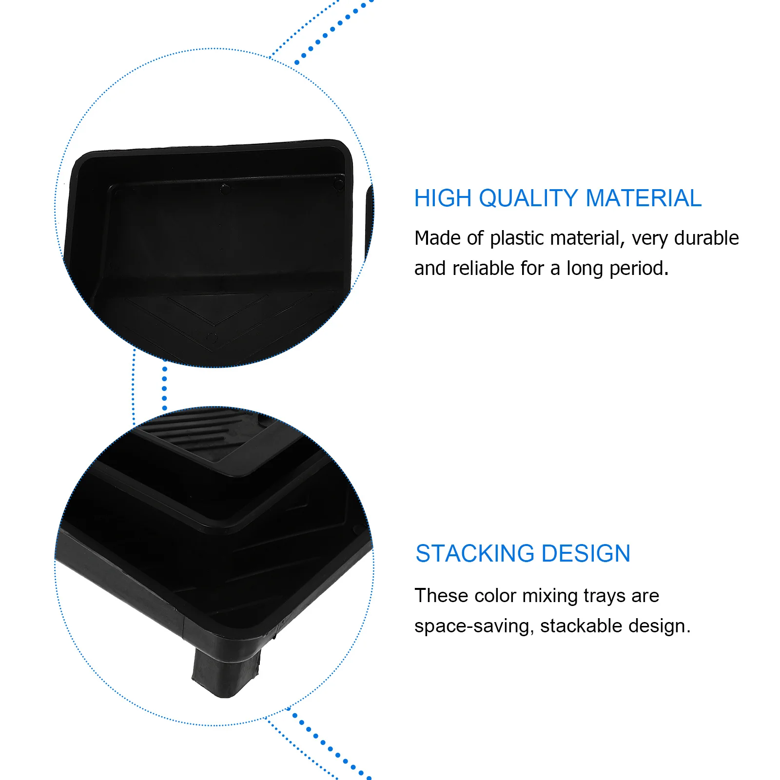 3 قطع من صواني خلط الألوان البلاستيكية القابلة للتكديس، تصميم موفر للمساحة لصواني طلاء زيت الغواش الأكريليك